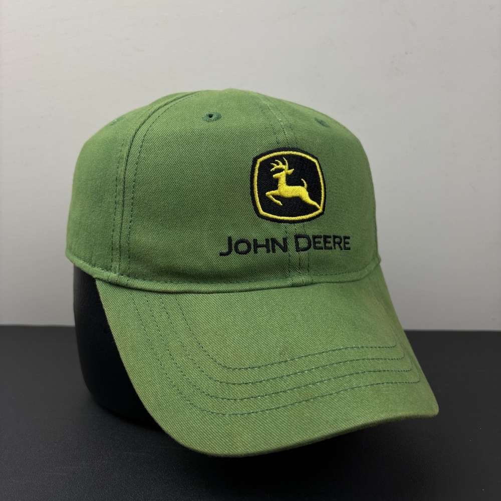 John Deere Youth Hat Classic Logo Green Washed Cotton Embroidered Strapback Cap